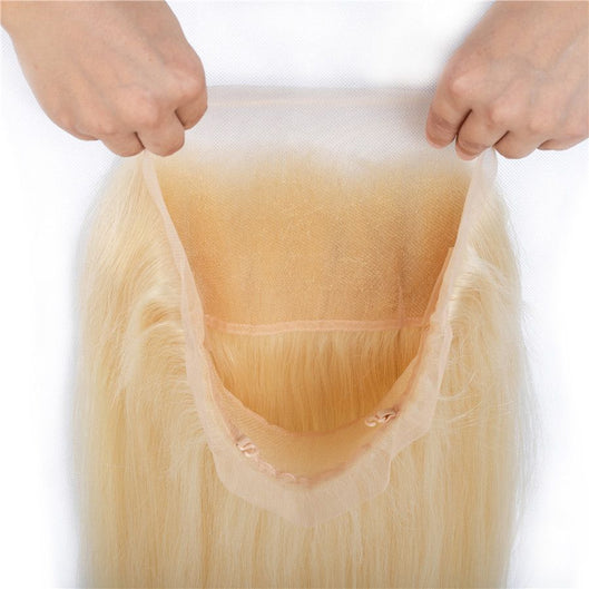 Full wig Long Wavy Ombre Blonde Human Lace Front Wigs 2 tones