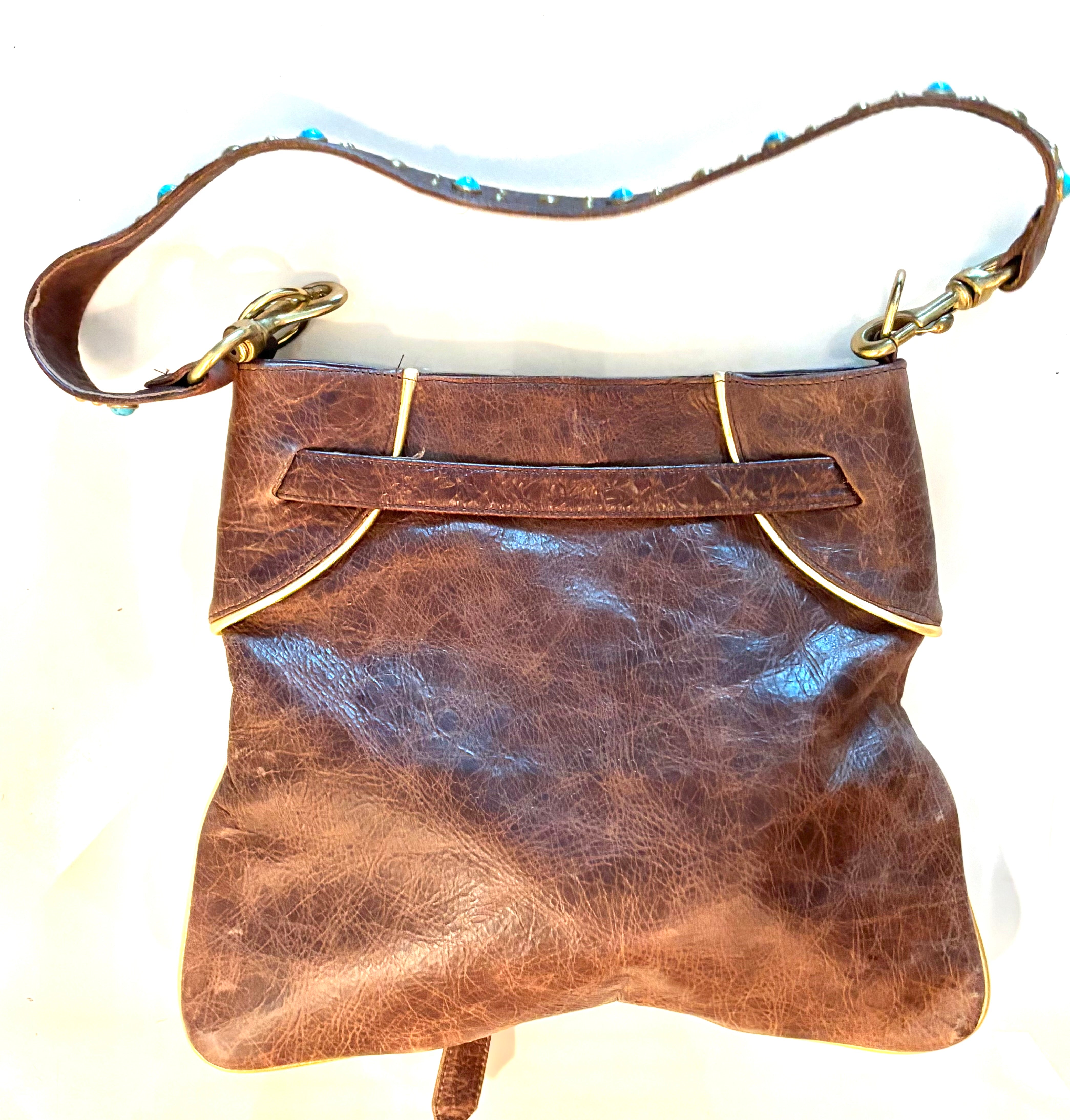 Turquoise Stone Brown Purse