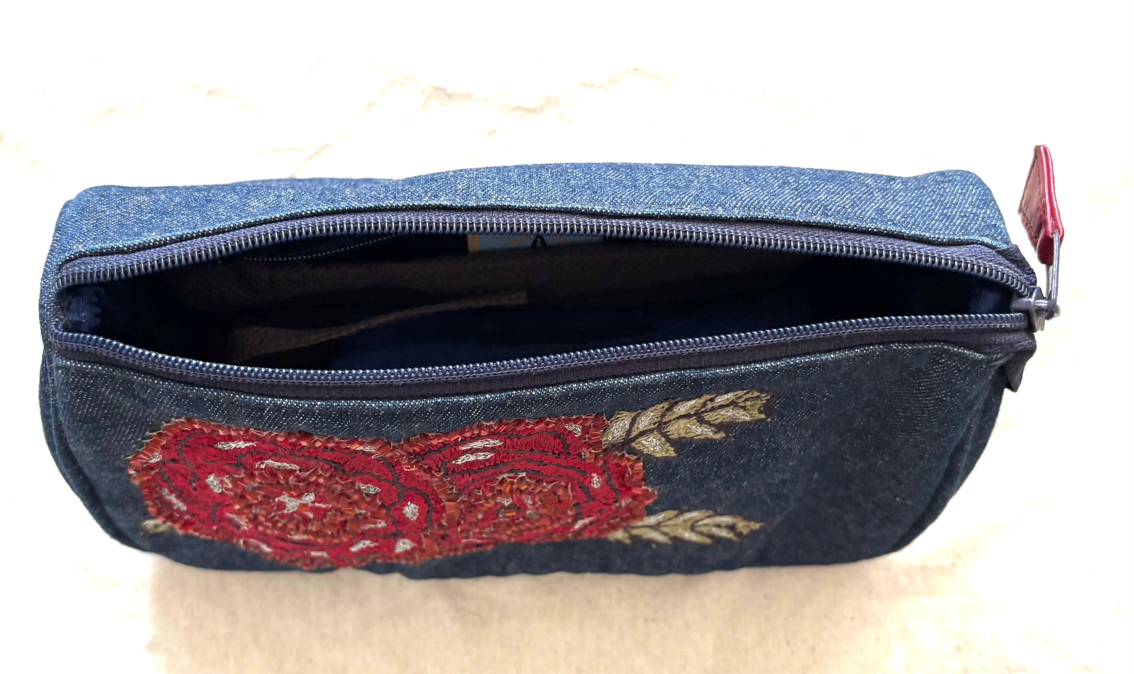 Travel Denim Make up Bag