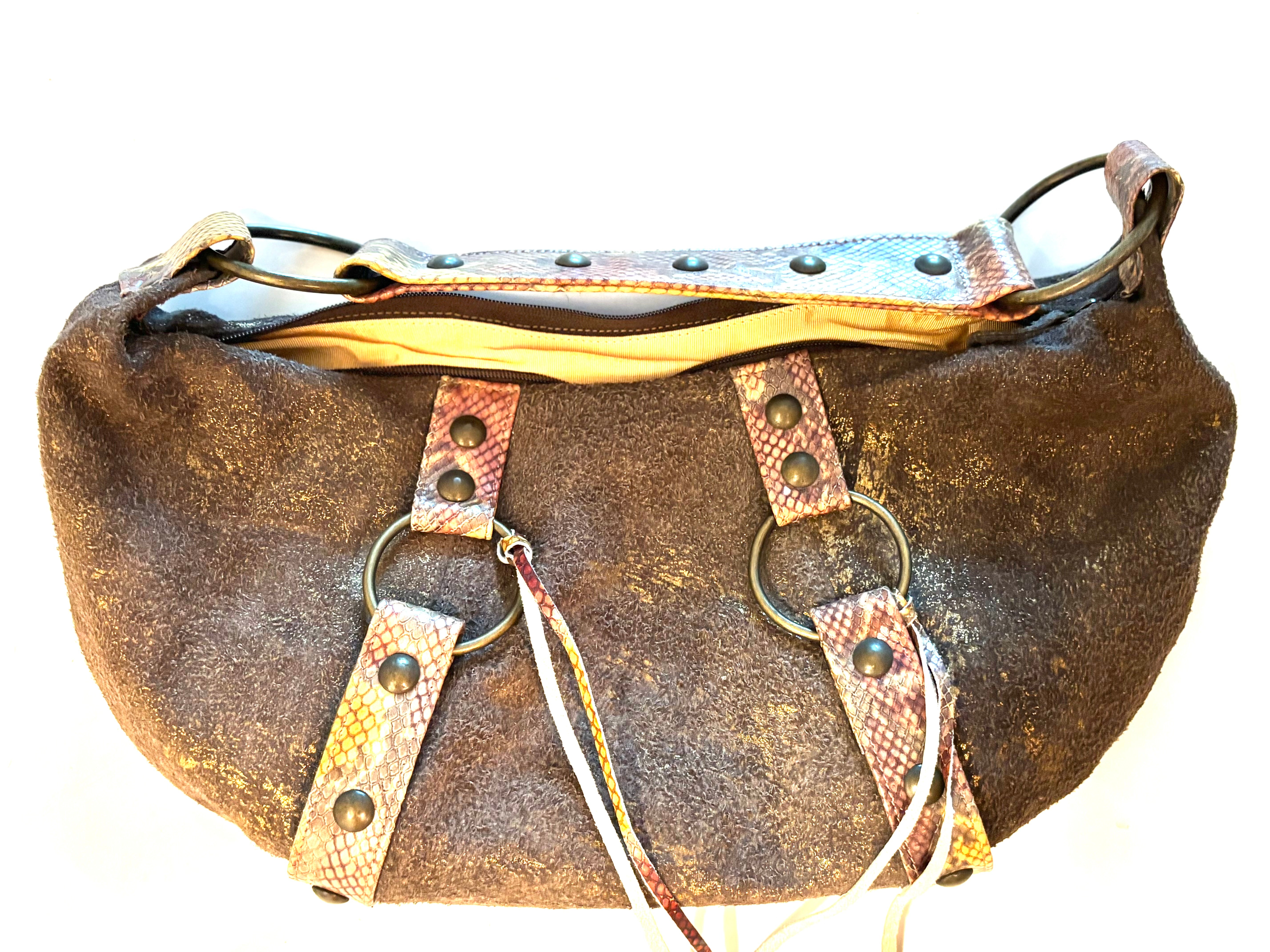 Distress Vintage Leather Oval Bag