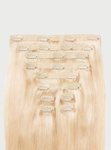 Hair Clip In Hair Extensions Remy Straight 18 inches ash blond 613