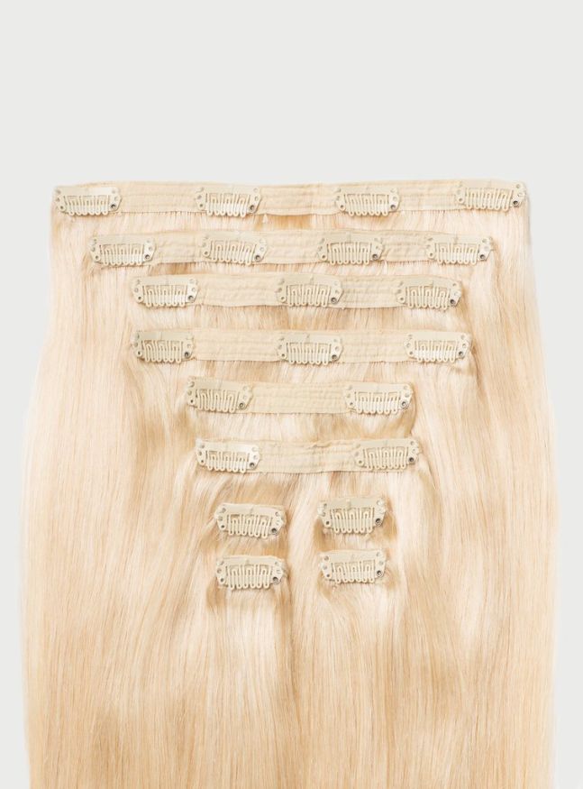 Hair Clip In Hair Extensions Remy Straight 18 inches ash blond 613