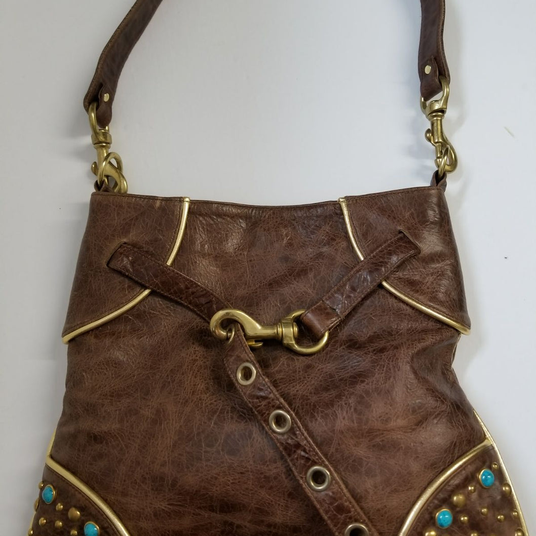 Turquoise Stone Brown Purse