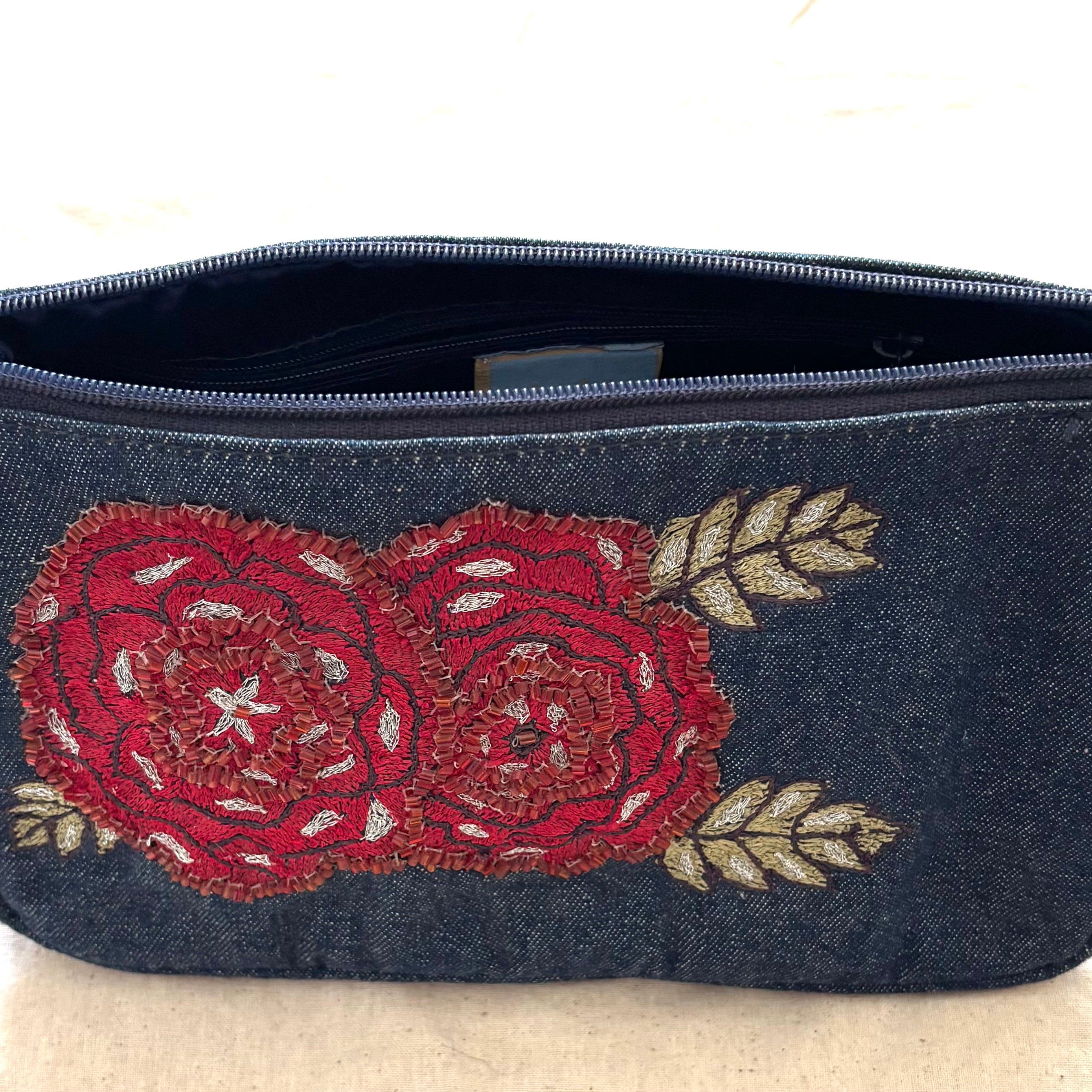 Travel Denim Make up Bag