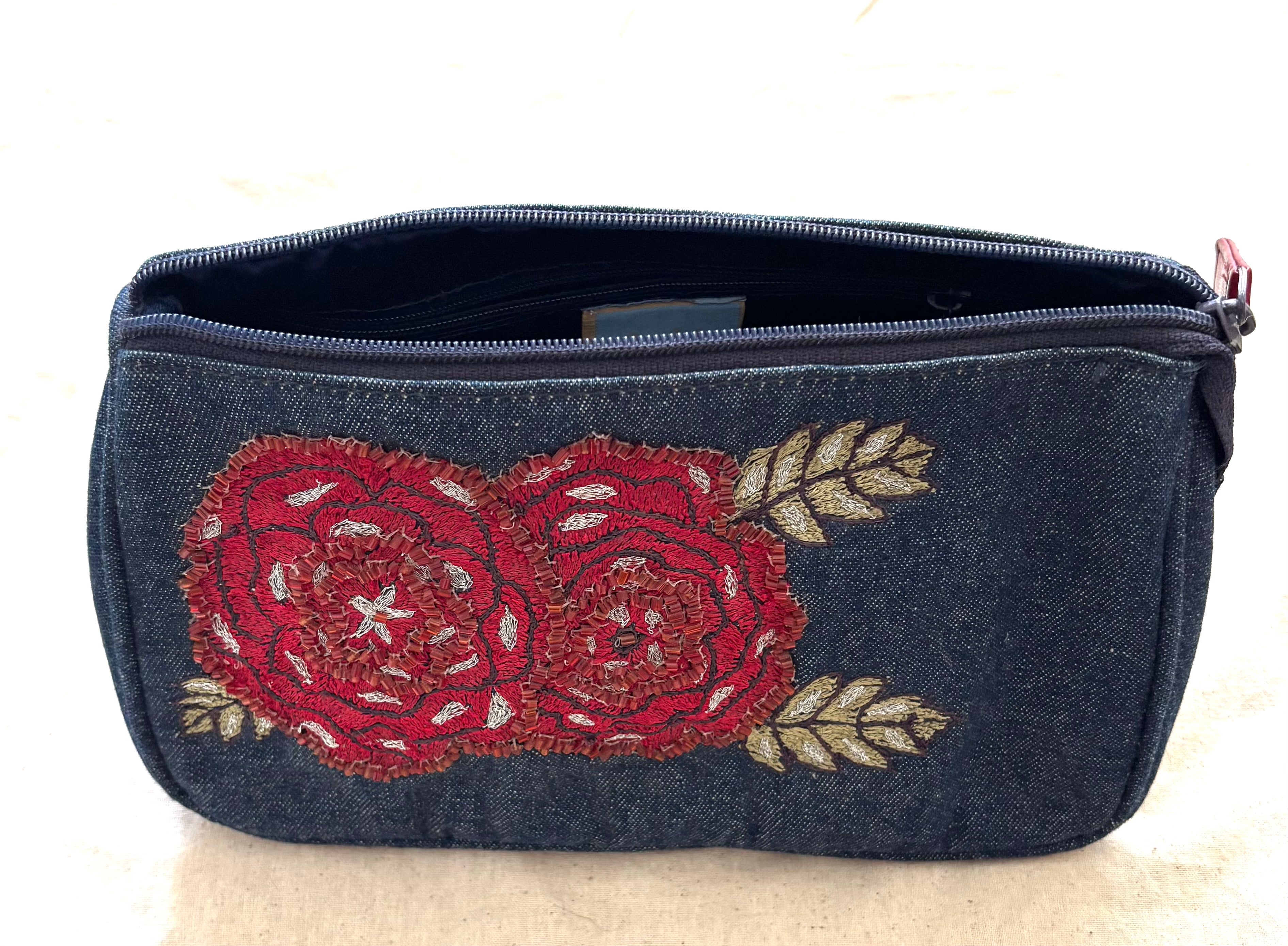 Travel Denim Make up Bag