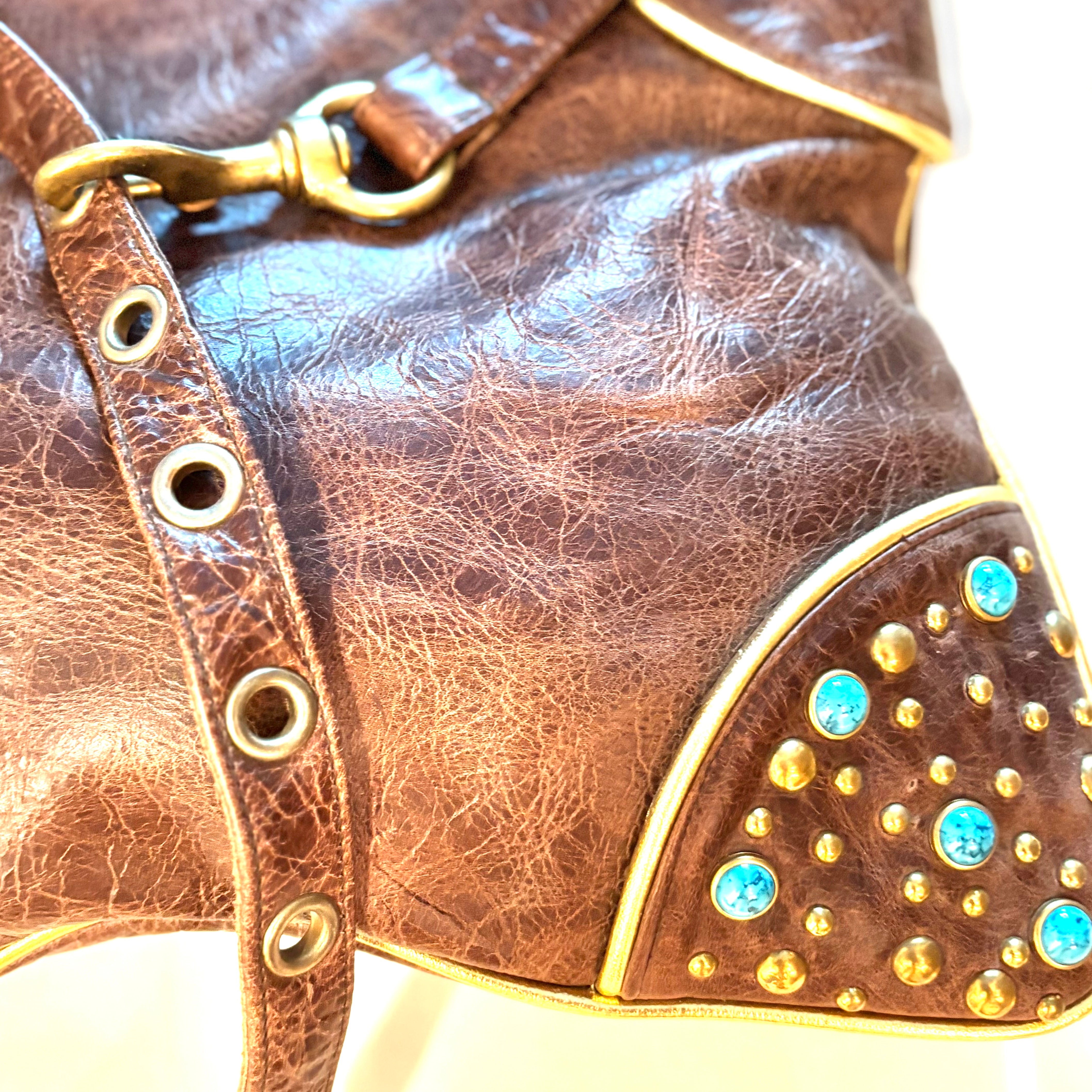 Turquoise Stone Brown Purse