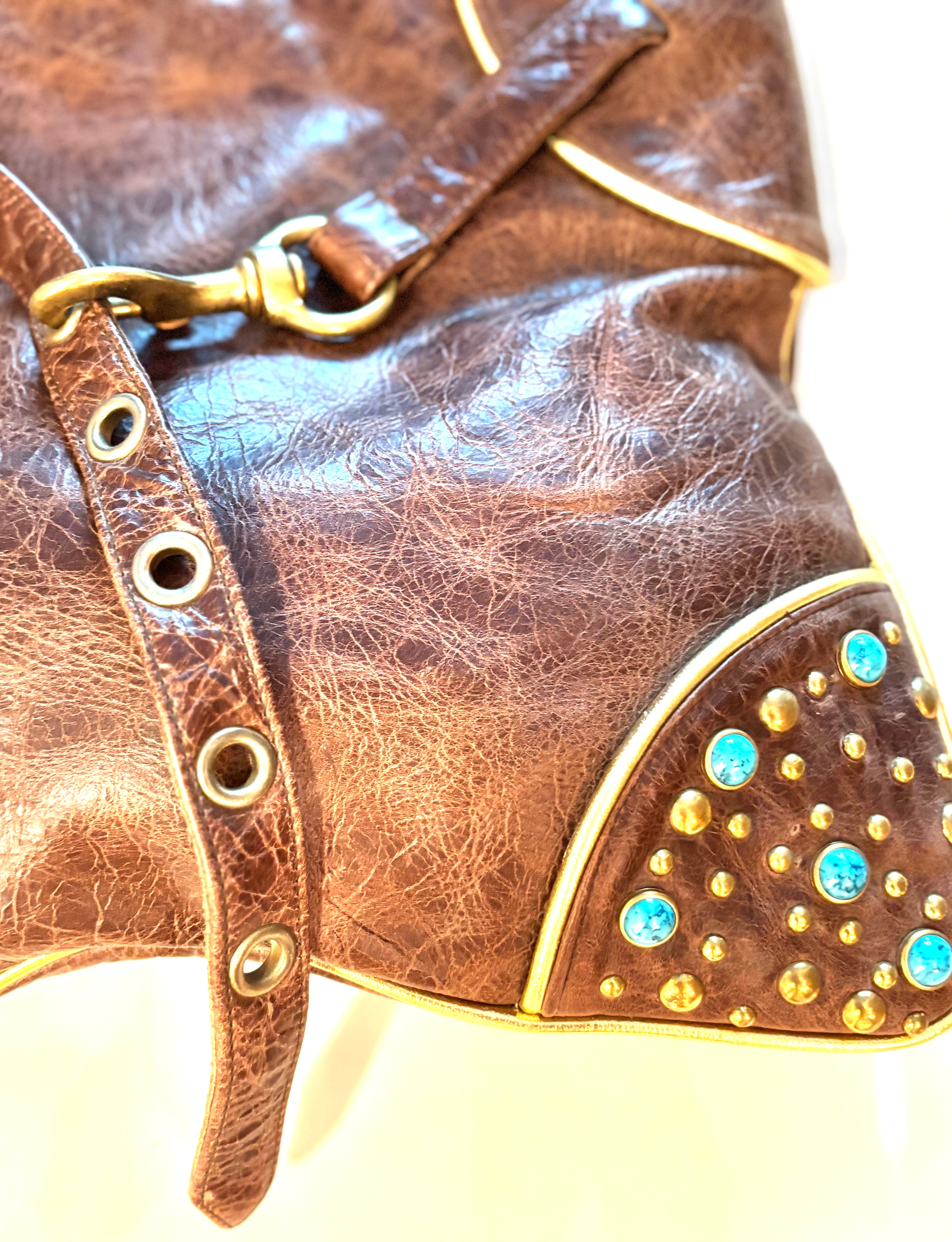 Turquoise Stone Brown Purse