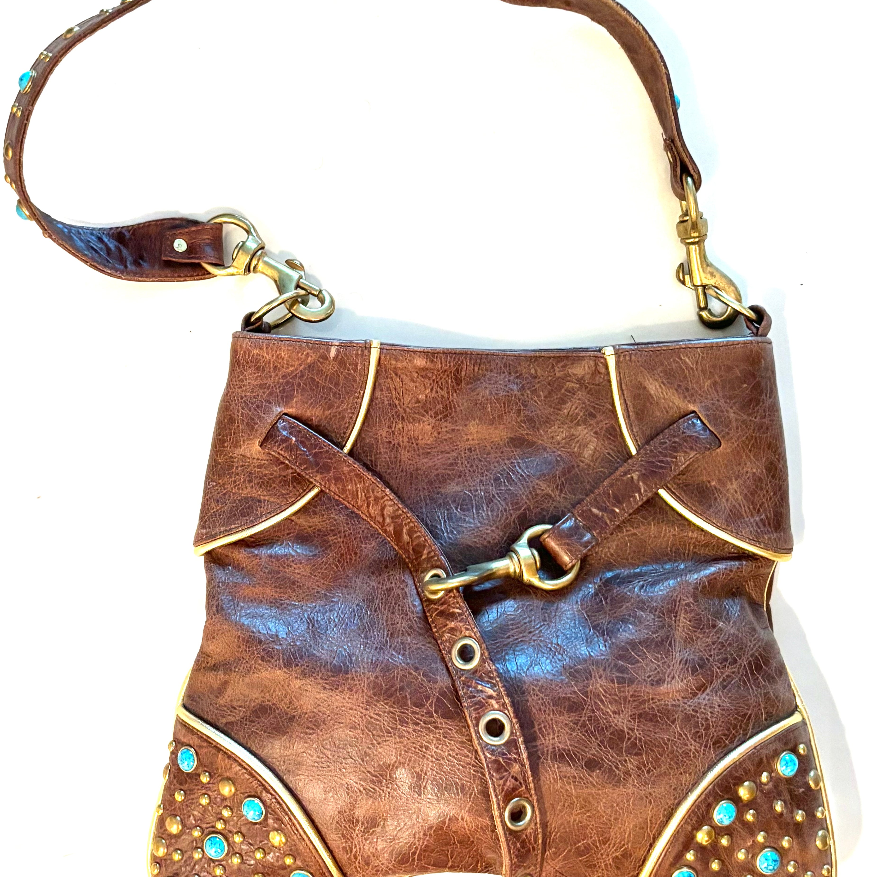 Turquoise Stone Brown Purse