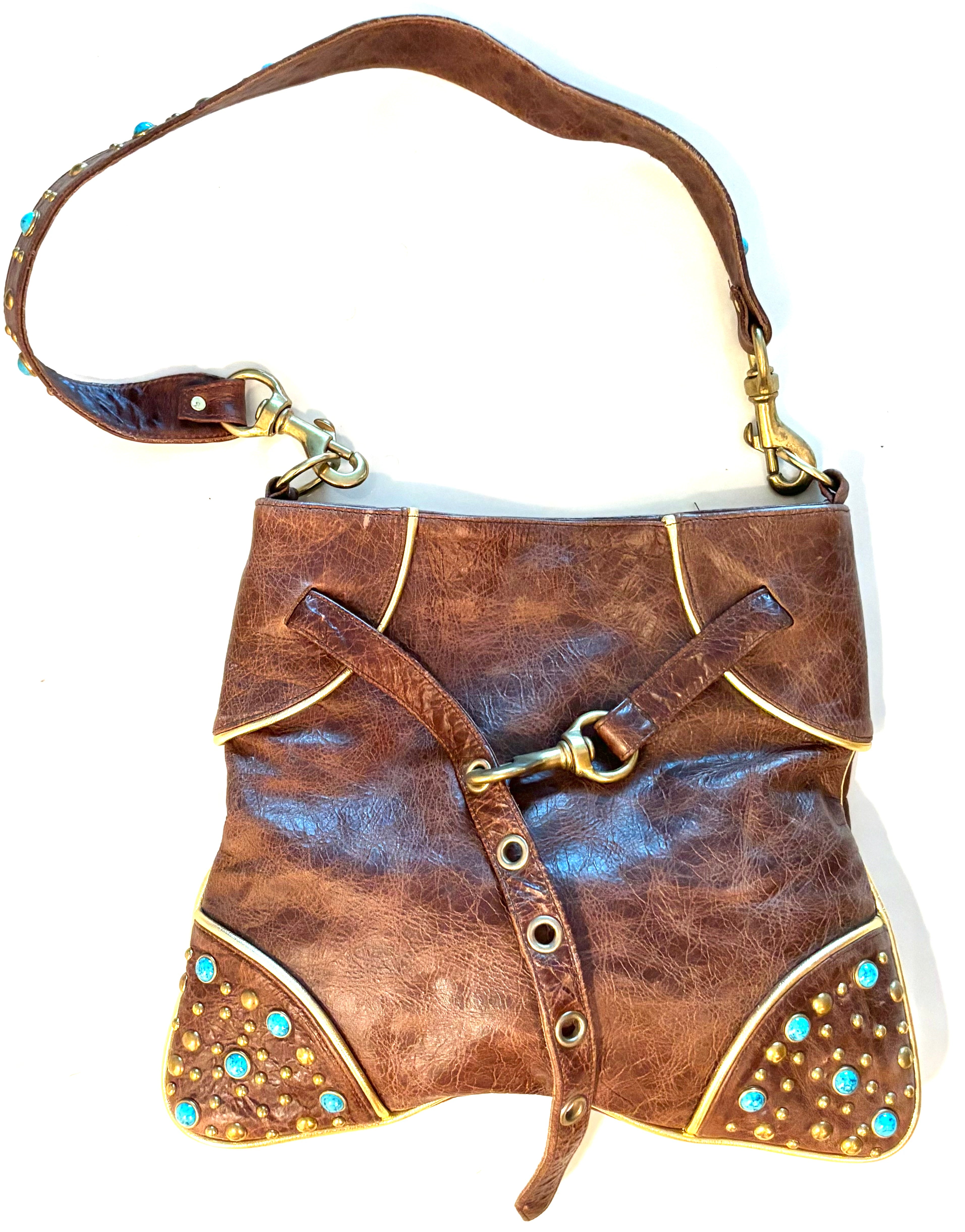 Turquoise Stone Brown Purse