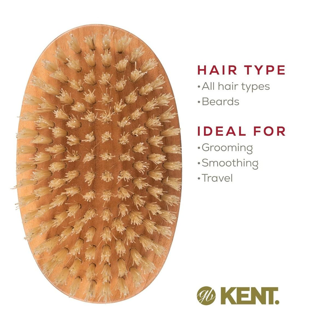 Kent White Bristle Military Oval, Beechwood Brush