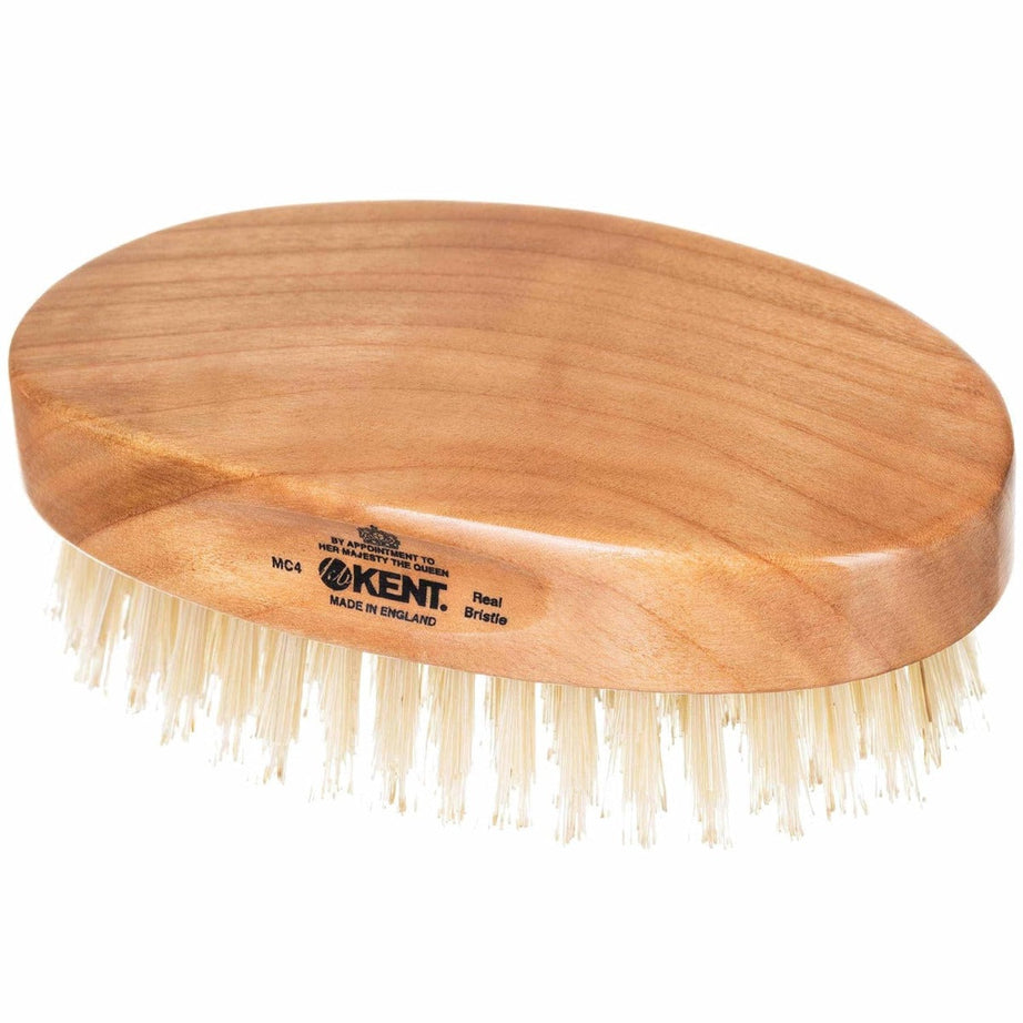 Kent White Bristle Military Oval, Beechwood Brush