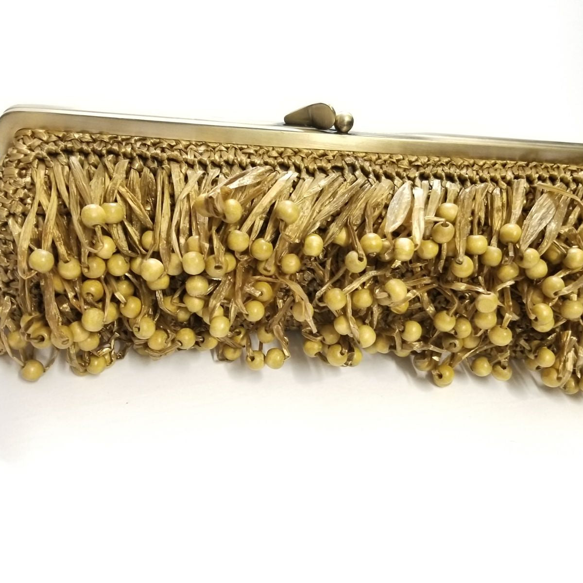 Trina Turk Beaded straw clutch