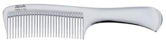 CHROME WIDE-TOOTH COMB WITH HANDLE