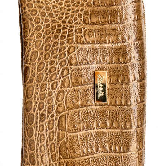Janeke Toiletry Leather Bag Brown Corocodile