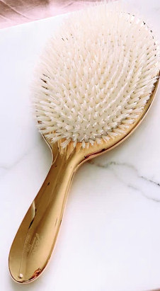 Gold Oval Large Hair Brush White Bristle