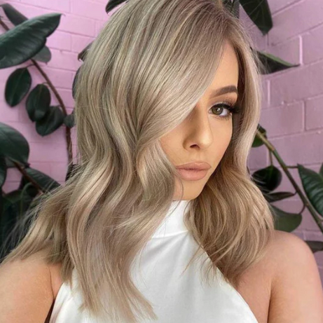 Highlighted Brown Balayage Flawless Wavy HD Lace Human Hair Wig 09 Ash Blonde Shade