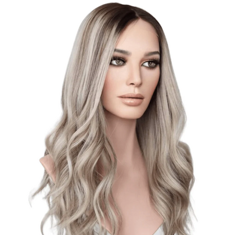 Highlighted Brown Balayage Flawless Wavy HD Lace Human Hair Wig 09 Ash Blonde Shade