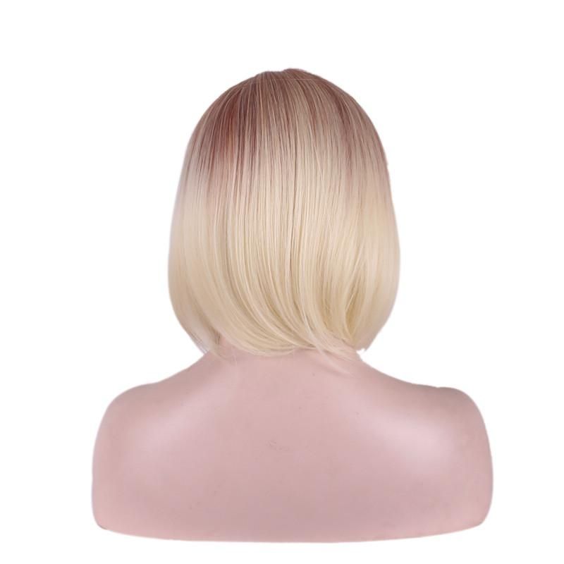 SYNTHETIC MIX HUMAN HAIR CAPLESS HIGHLIGHTS PINK WIG 30/613 12 INCHES