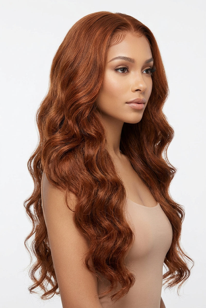 LACE FRONT HUMAN HAIR COPPER BROWN 26 INCHES BRAZILIAN HAIR 08