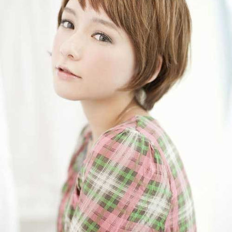 WIG HUMAN HAIR STYLE SHORT CUT MEDIUM BROWN COPPER