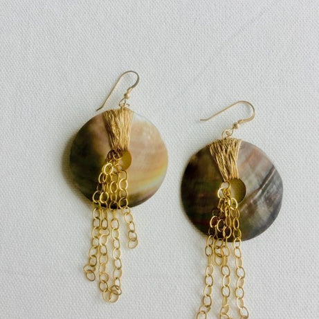RETRO EARING GOLD PLATED SEMI-PRECIOUS STONE