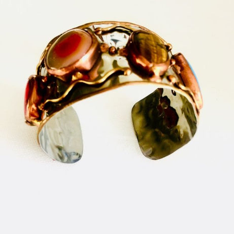 SILVER GOLD PLATED BANGLE PRECIOUS STONE