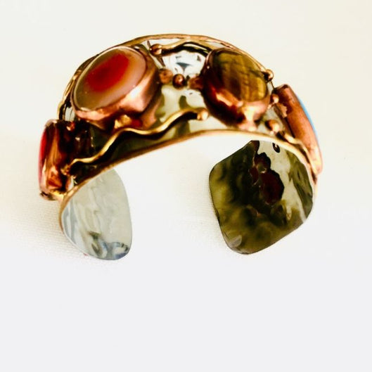 SILVER GOLD PLATED BANGLE PRECIOUS STONE