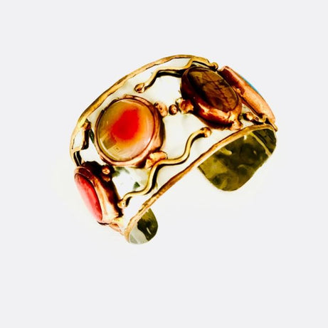 SILVER GOLD PLATED BANGLE PRECIOUS STONE