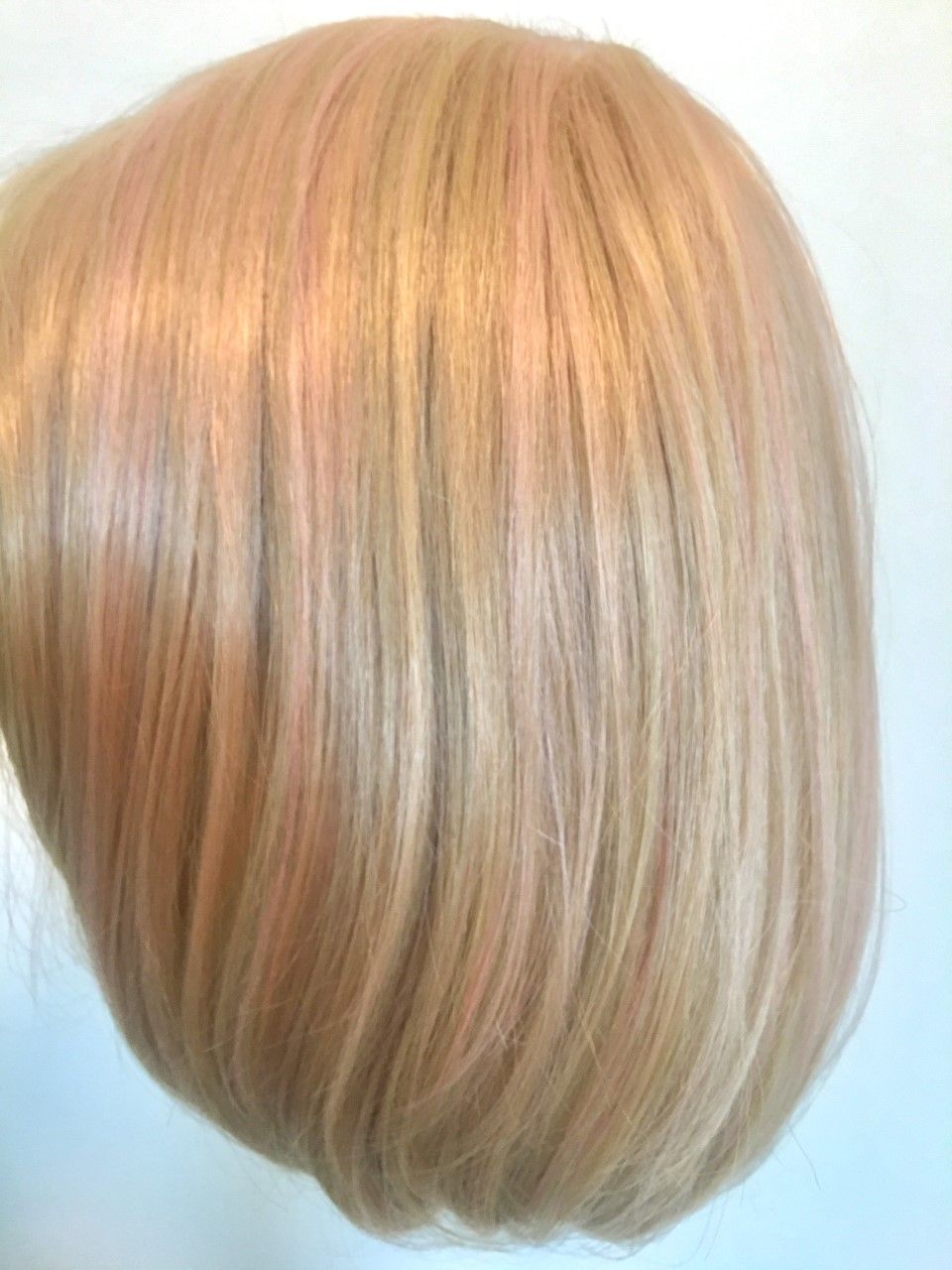 SYNTHETIC MIX HUMAN HAIR CAPLESS HIGHLIGHTS PINK WIG 30/613 12 INCHES