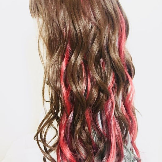 HIGHLITED WAVE CAPLESS WIG WITH FULL BANGS 22''