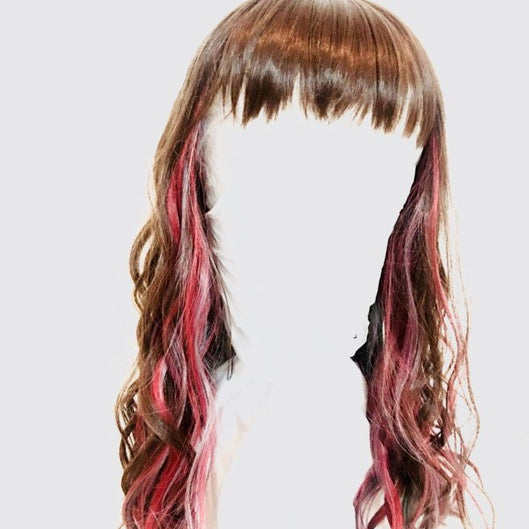 HIGHLITED WAVE CAPLESS WIG WITH FULL BANGS 22''