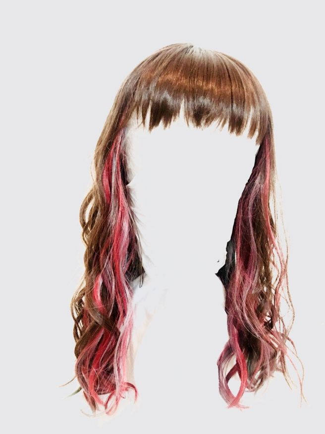 HIGHLITED WAVE CAPLESS WIG WITH FULL BANGS 22''